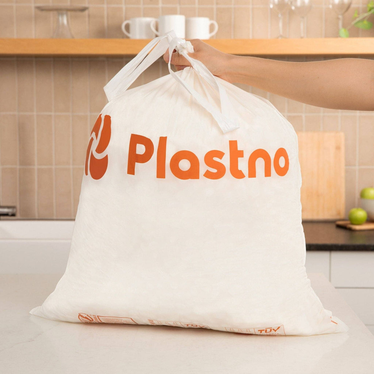 Plastno - Compostable Trash Bags 13 Gallon (30 Bags)