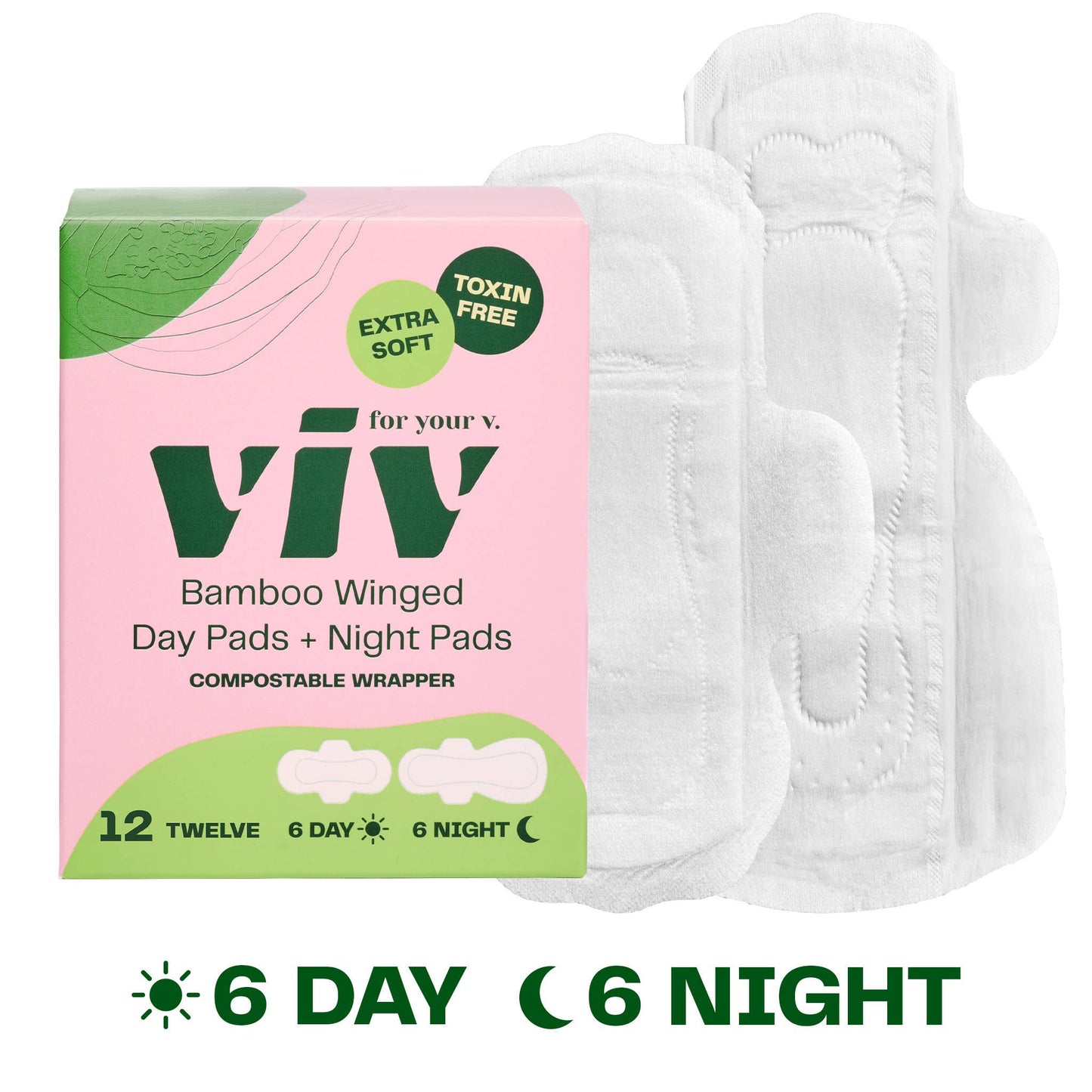 Viv Bamboo Winged Pads - Plant-Based Day & Night Pads