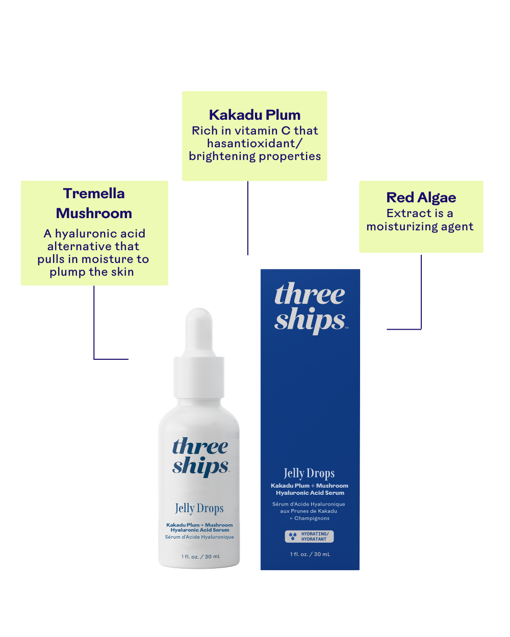 Three Ships - TESTER - Jelly Drops Kakadu Plum + Mushroom Hyaluronic Acid Serum - NOT FOR RESALE