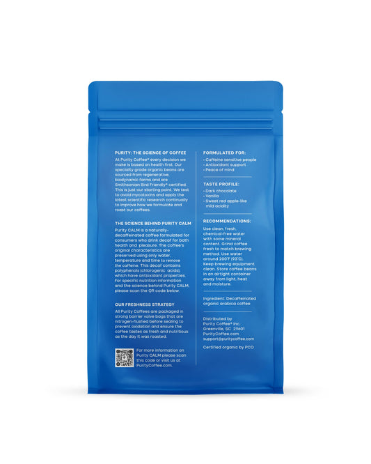 Purity Coffee - CALM: Decaf Whole Bean Coffee - 12oz Bag