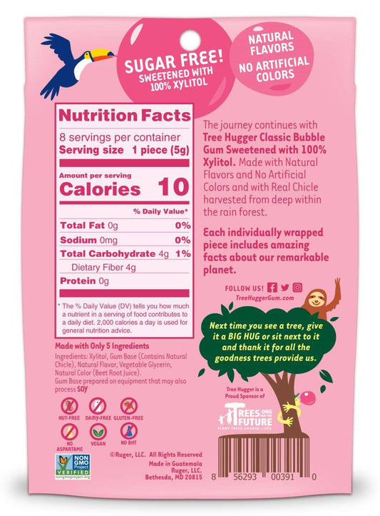 Tree Hugger Gum and Bubble Gum Filled Candy - Tree Hugger Classic Bubble Gum Sweetened with 100% Xylitol