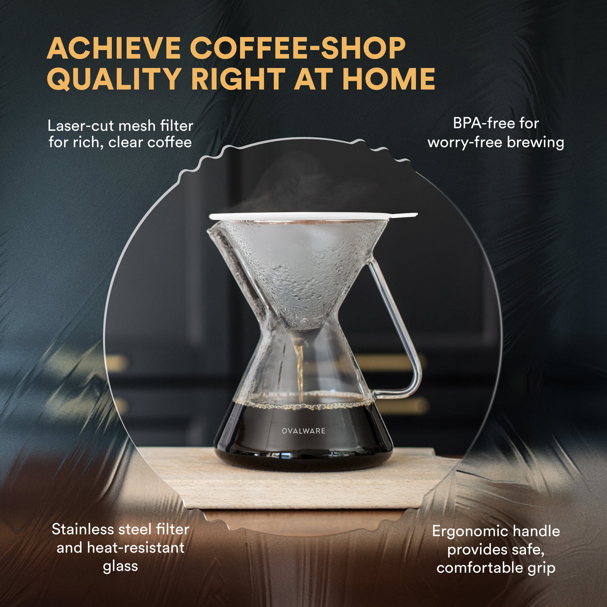 Pour Over Coffee Maker with Filter - 500ml/17oz by Ovalware