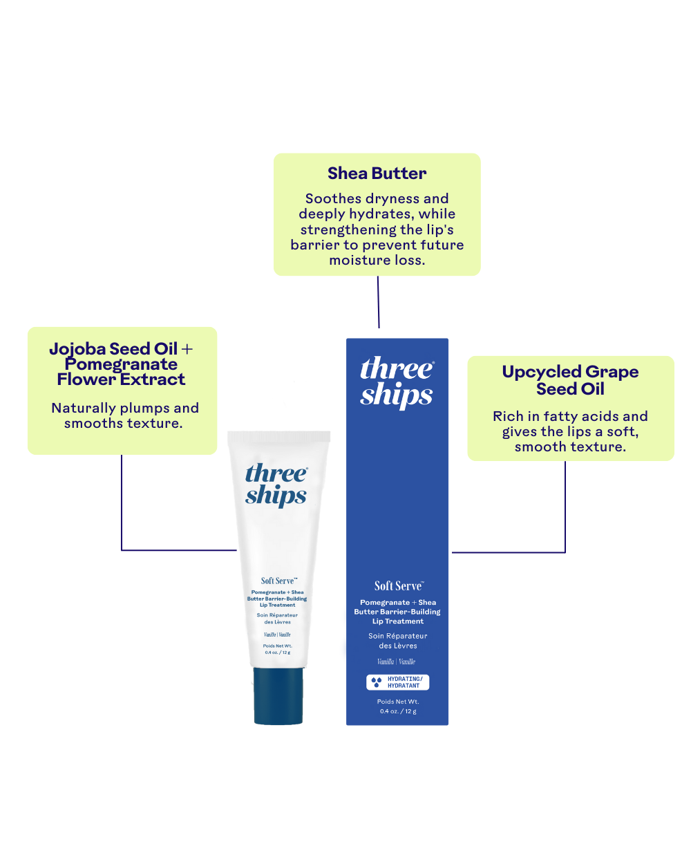 Three Ships - SoftServe™ Pomegranate + Shea Butter Barrier-Building Lip Treatment