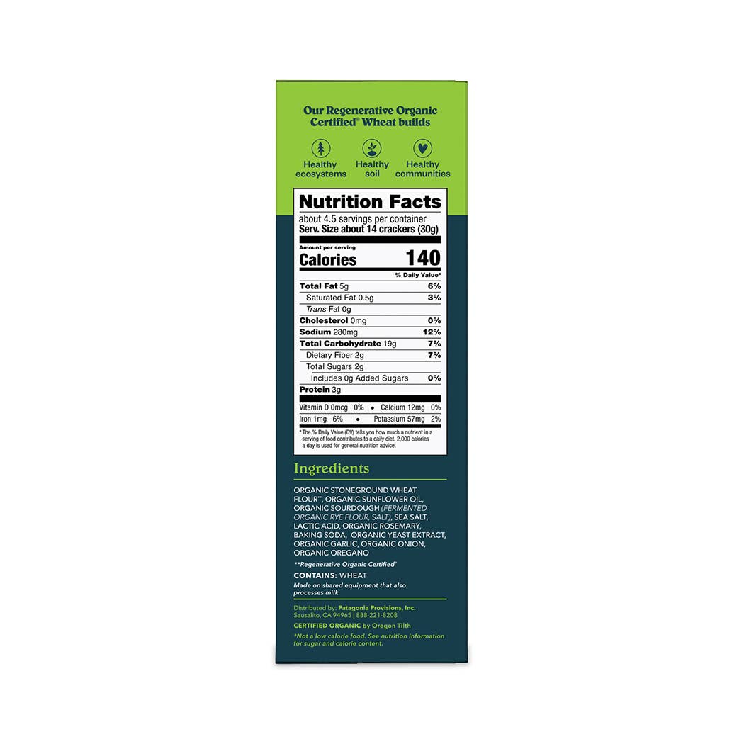Patagonia Provisions - Crackers - Organic Rosemary Garlic Crackers (4.4 oz box)