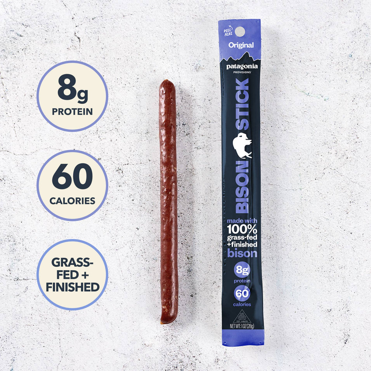 Patagonia Provisions - Bison Sticks Singles - Original - Grass-Fed and Finished (1 Stick)