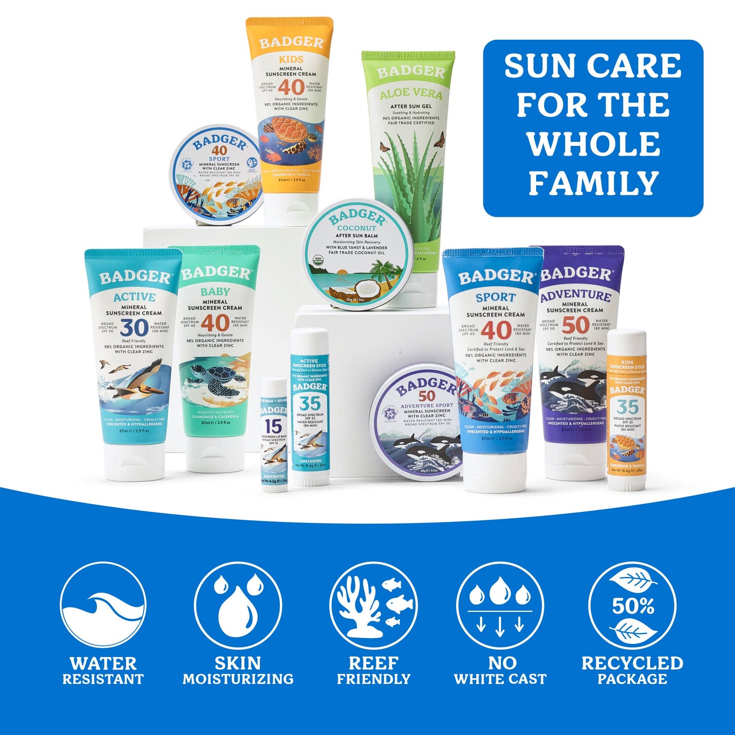 Badger - Badger Mineral Sunscreen SPF 40, Zinc Oxide Sun Care