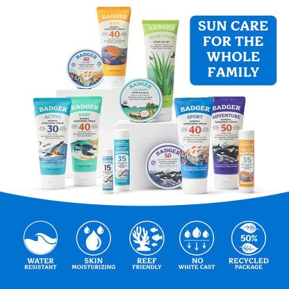 Badger - Badger Mineral Sunscreen SPF 40, Zinc Oxide Sun Care