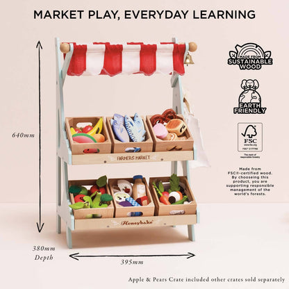 Le Toy Van, Inc. - Wooden Market Stall & Fruit Play Food Crate
