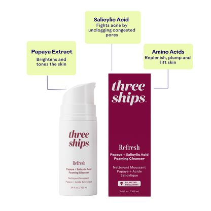 Three Ships Refresh Papaya + Salicylic Acid Foaming Cleanser