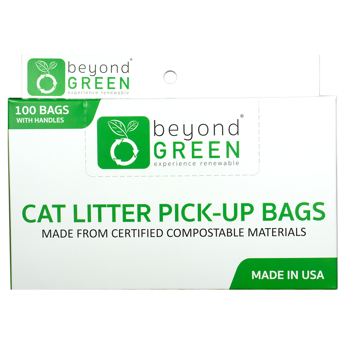 BeyondGREEN Cat Litter Bags - Regular - 100 Bags with Handle