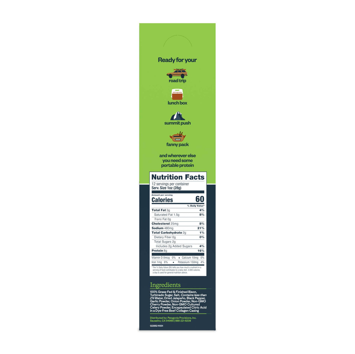 Patagonia Provisions - Bison Sticks Singles - Jalapeño - Grass-Fed and Finished (1 Stick)