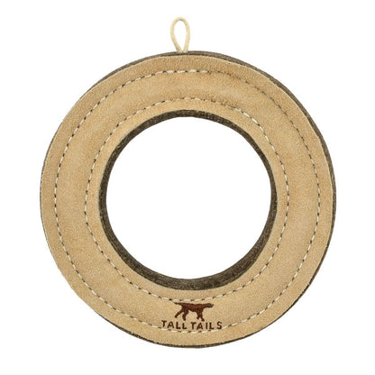 Tall Tails Natural Leather & Wool Ring Toy - 7"