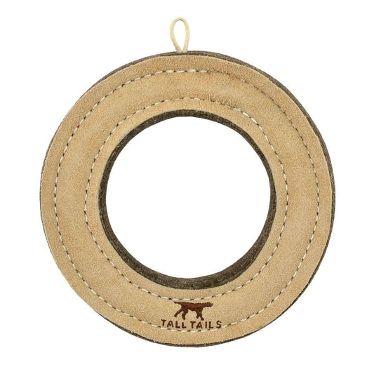 Tall Tails Natural Leather & Wool Ring Toy - 7"