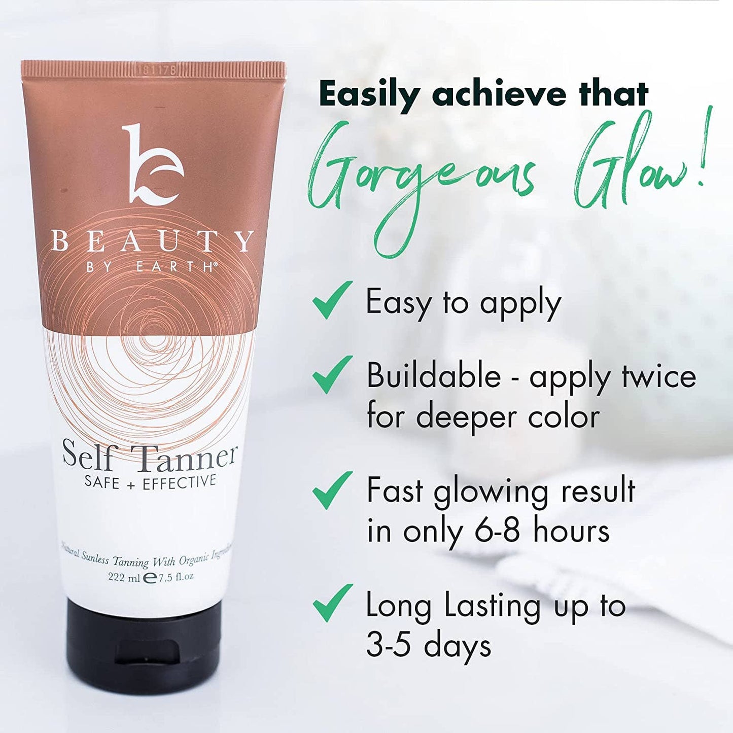 Beauty By Earth - Self Tanner Body Lotion 7.5oz, (2 Shades)