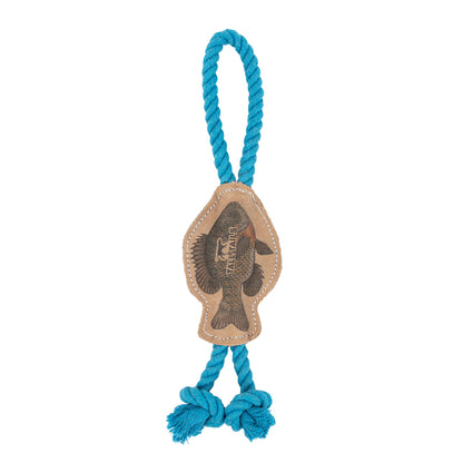 Natural Leather Fish Tug Dog Toy