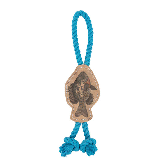Natural Leather Fish Tug Dog Toy