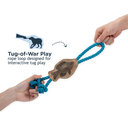Natural Leather Fish Tug Dog Toy