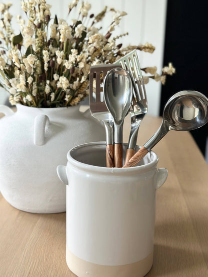 Salt & York - Olive/Walnut Wood Handle Utensil Set with Stainless Steel