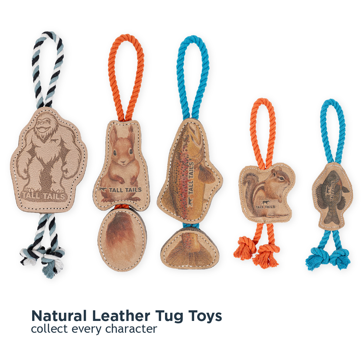 Natural Leather Fish Tug Dog Toy