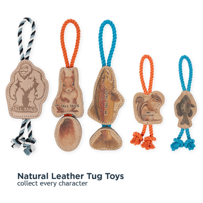 Natural Leather Fish Tug Dog Toy