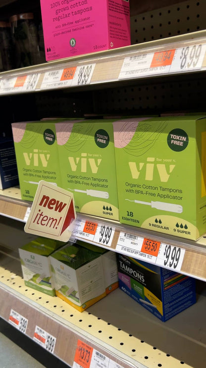 Viv Organic Cotton Tampons - 100% Toxin-Free, BPA-Free