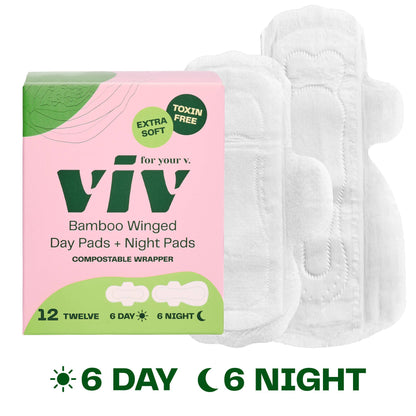 Viv Bamboo Winged Pads - Plant-Based Day & Night Pads