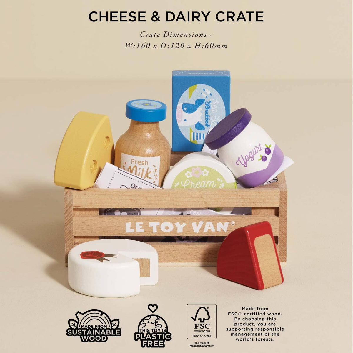 Le Toy Van, Inc. - Cheese & Dairy Wooden Market Crate