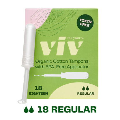 Viv Organic Cotton Tampons - 100% Toxin-Free, BPA-Free