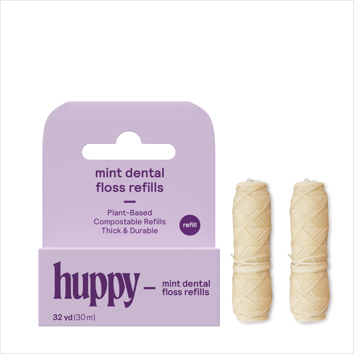 Huppy - Vegan Floss Refills | Durable | Plastic-Free | Mint | 2-Pack