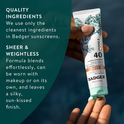 Badger - Badger Mineral Tinted Face Sunscreen SPF 40, with Zinc Oxide