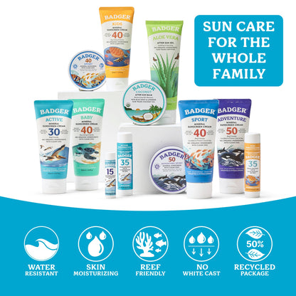 Badger - Badger Mineral Sunscreen Cream SPF 30, Zinc Oxide Sun Care
