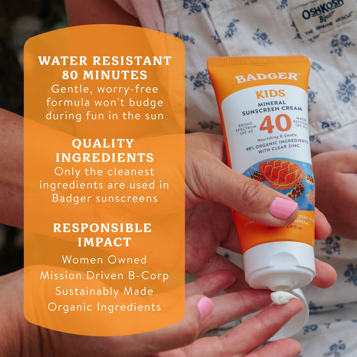 Badger - Badger Kids Mineral Sunscreen Cream SPF 40, with Zinc Oxide