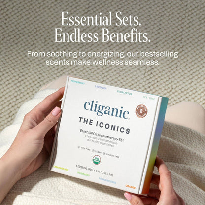 Cliganic - Essential Oils Set - Organic Aromatherapy Set Top 8 (5ml)