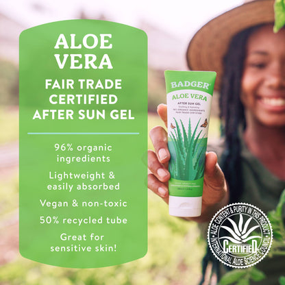 Badger - Badger Aloe Vera Gel for Face & Body, Sunburn Relief