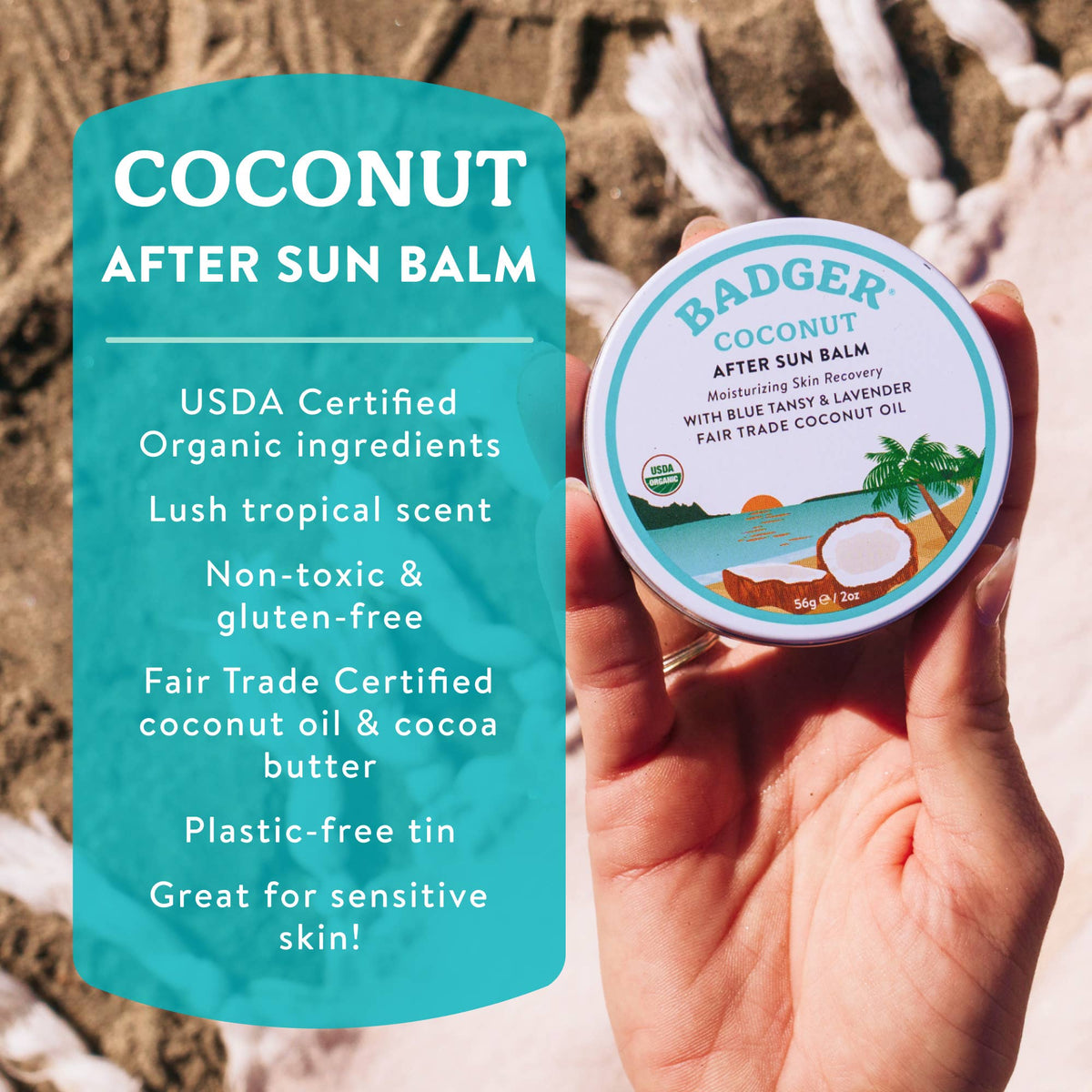 Badger - Badger Coconut After Sun Balm, Soothing Sunburn Relief