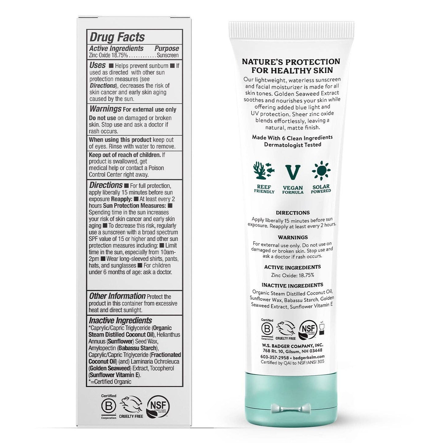 Badger - Badger Mineral Face Sunscreen SPF 30, with Zinc Oxide
