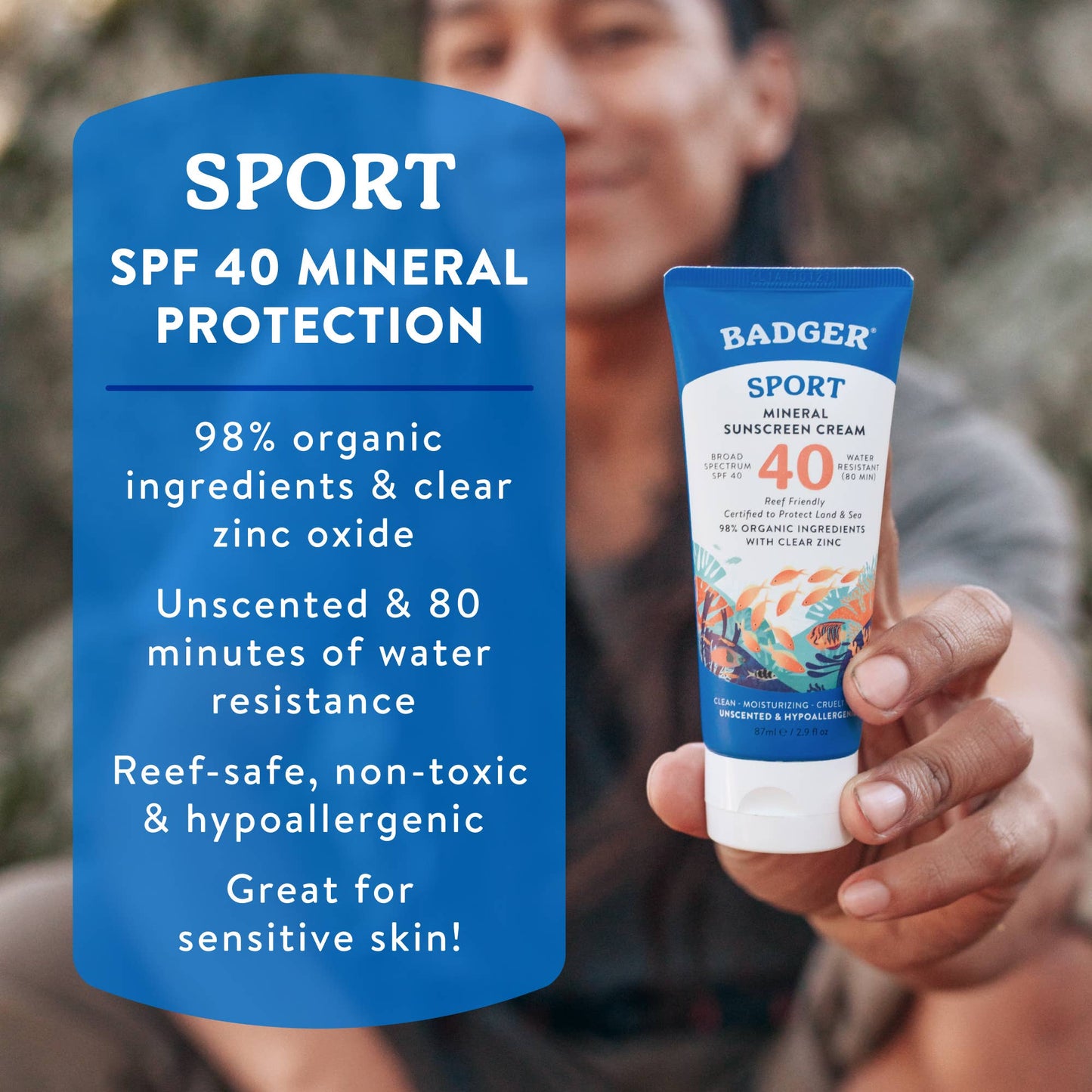 Badger - Badger Mineral Sunscreen SPF 40, Zinc Oxide Sun Care