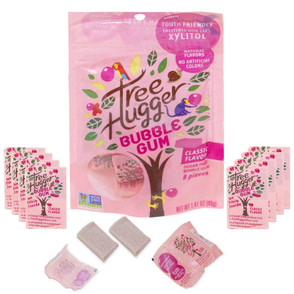 Tree Hugger Gum and Bubble Gum Filled Candy - Tree Hugger Classic Bubble Gum Sweetened with 100% Xylitol