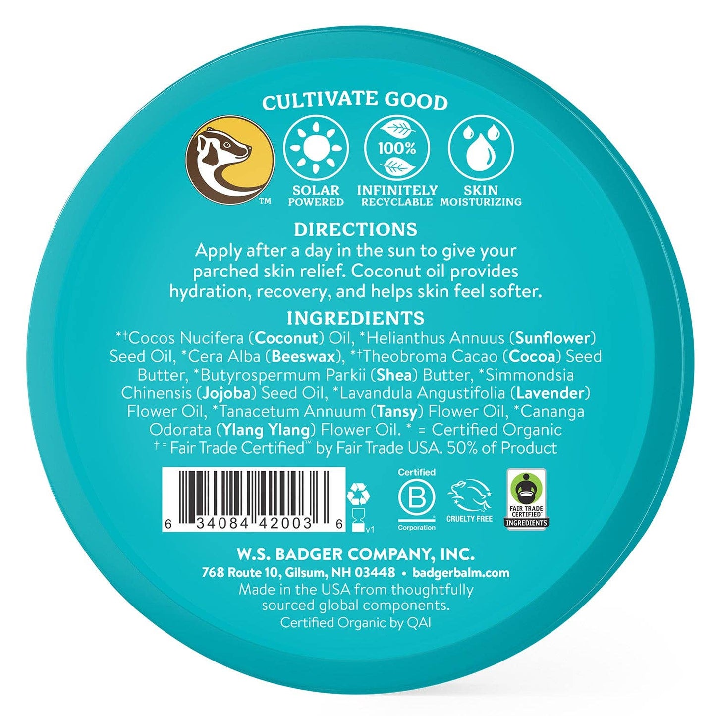 Badger - Badger Coconut After Sun Balm, Soothing Sunburn Relief