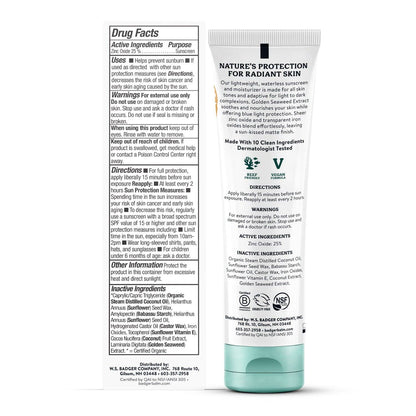Badger - Badger Mineral Tinted Face Sunscreen SPF 40, with Zinc Oxide