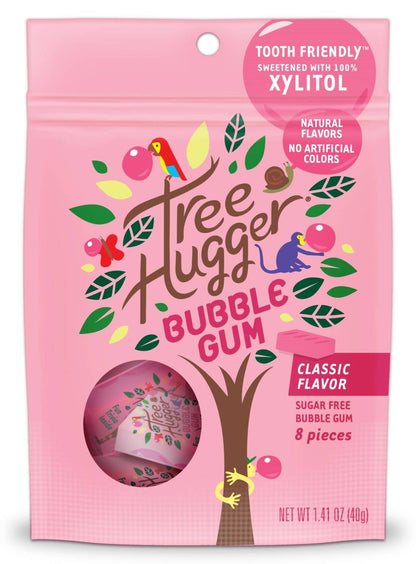 Tree Hugger Gum and Bubble Gum Filled Candy - Tree Hugger Classic Bubble Gum Sweetened with 100% Xylitol