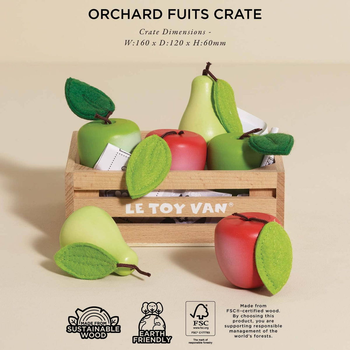 Le Toy Van, Inc. - Orchard Fruits Wooden Market Crate