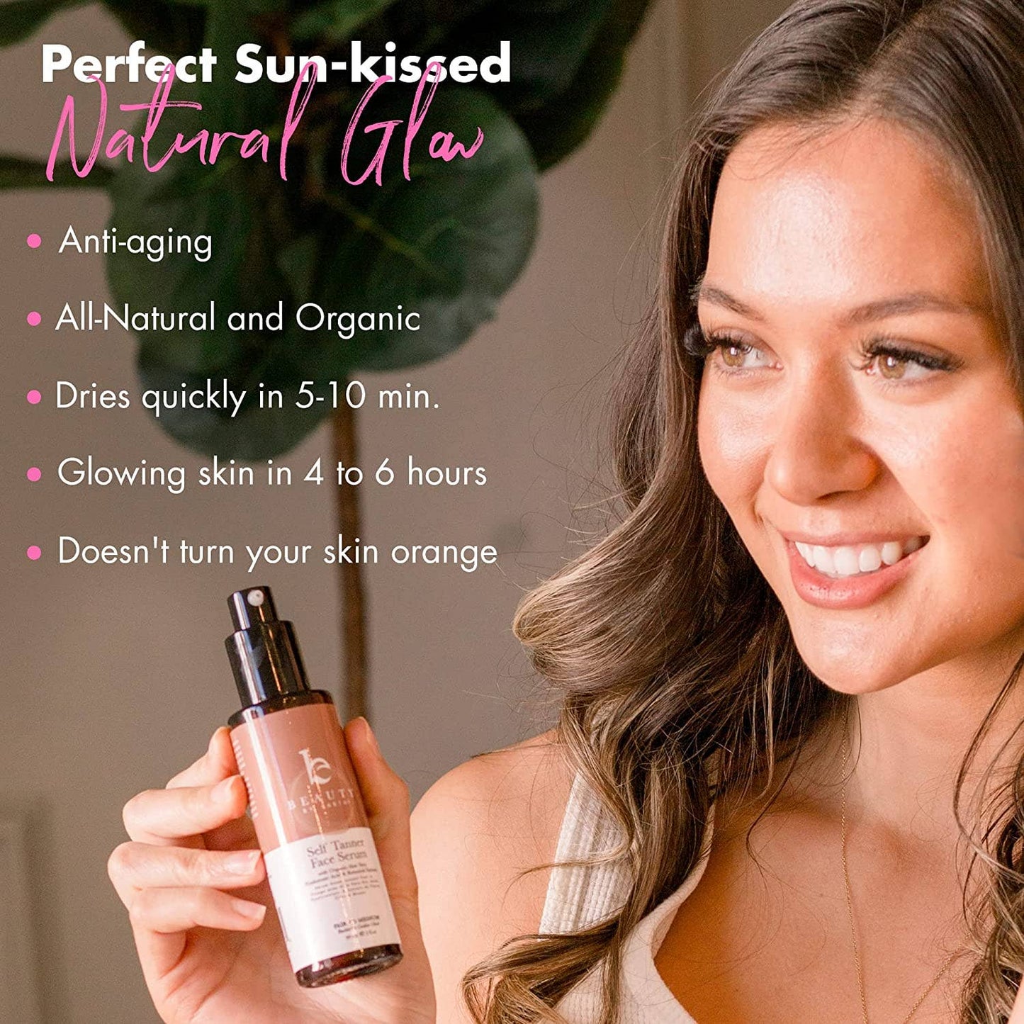 Beauty By Earth - Self Tanner Hyaluronic Acid Face Serum 2oz, (2 Shades)