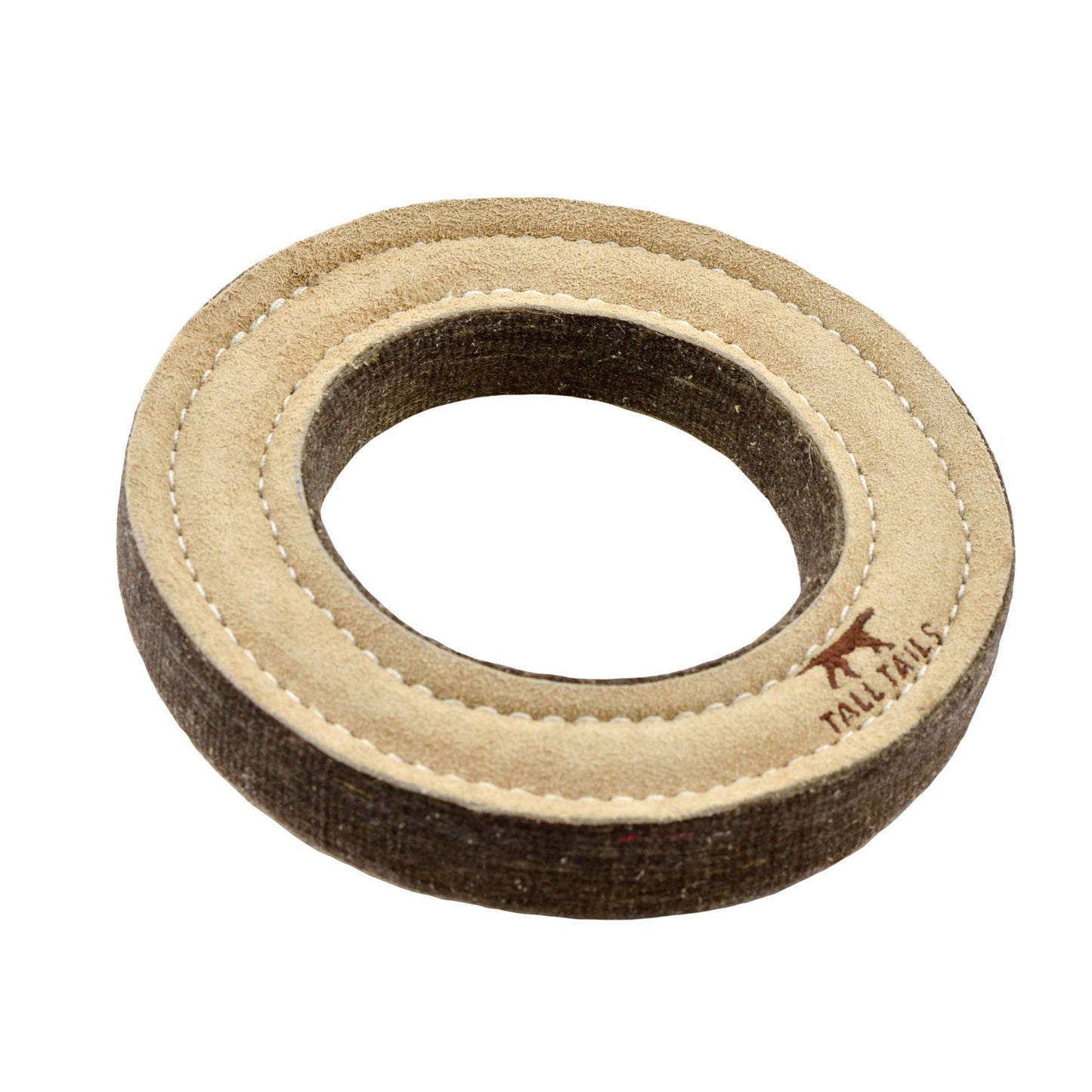 Tall Tails Natural Leather & Wool Ring Toy - 7"