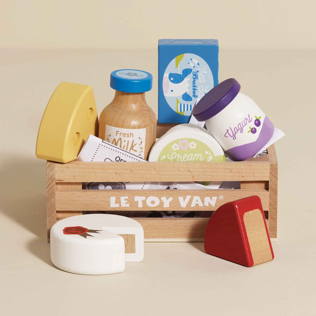Le Toy Van, Inc. - Cheese & Dairy Wooden Market Crate