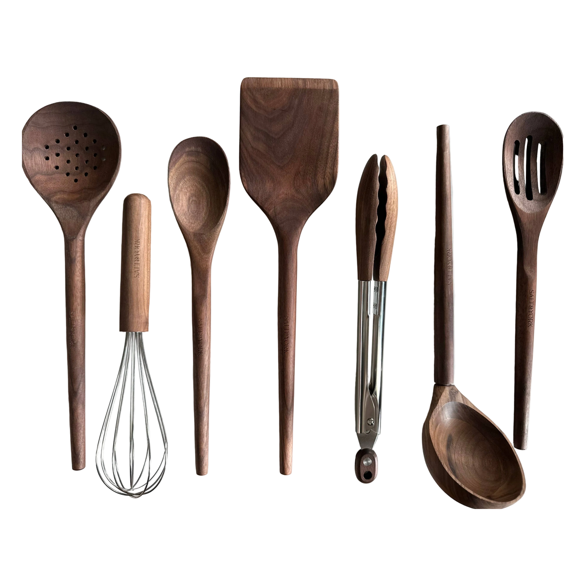 Walnut Wood + Stainless Cooking Utensils by Salt & York