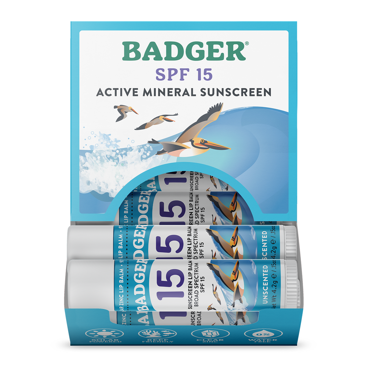 Badger - Badger Mineral Sunscreen Lip Balm SPF 15, Zinc Oxide 18ct
