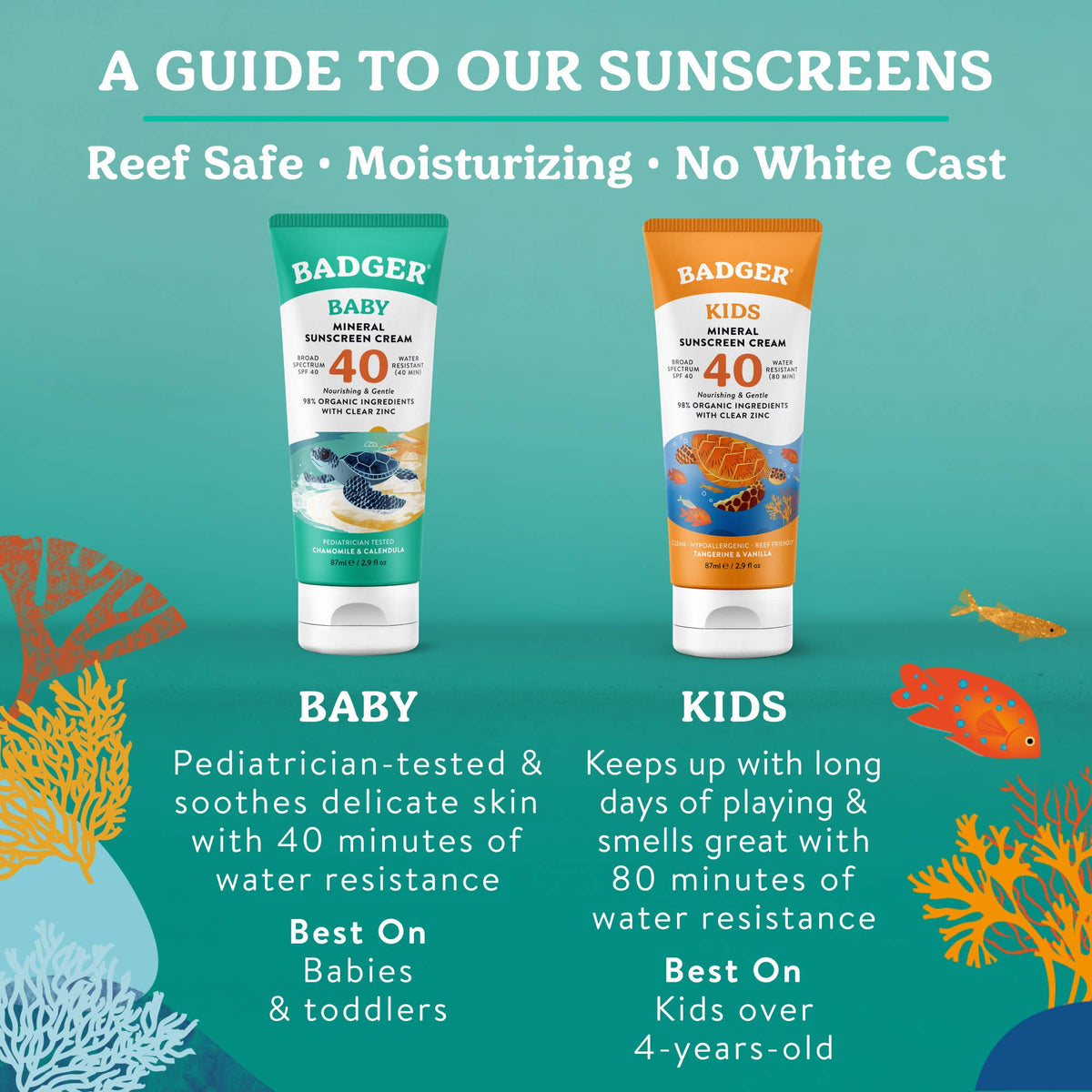 Badger - Badger Mineral Baby Sunscreen Cream SPF 40 with Zinc Oxide