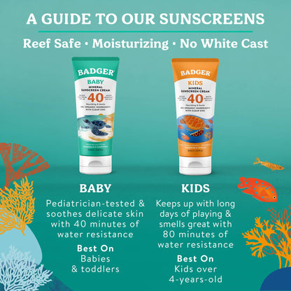 Badger - Badger Mineral Baby Sunscreen Cream SPF 40 with Zinc Oxide