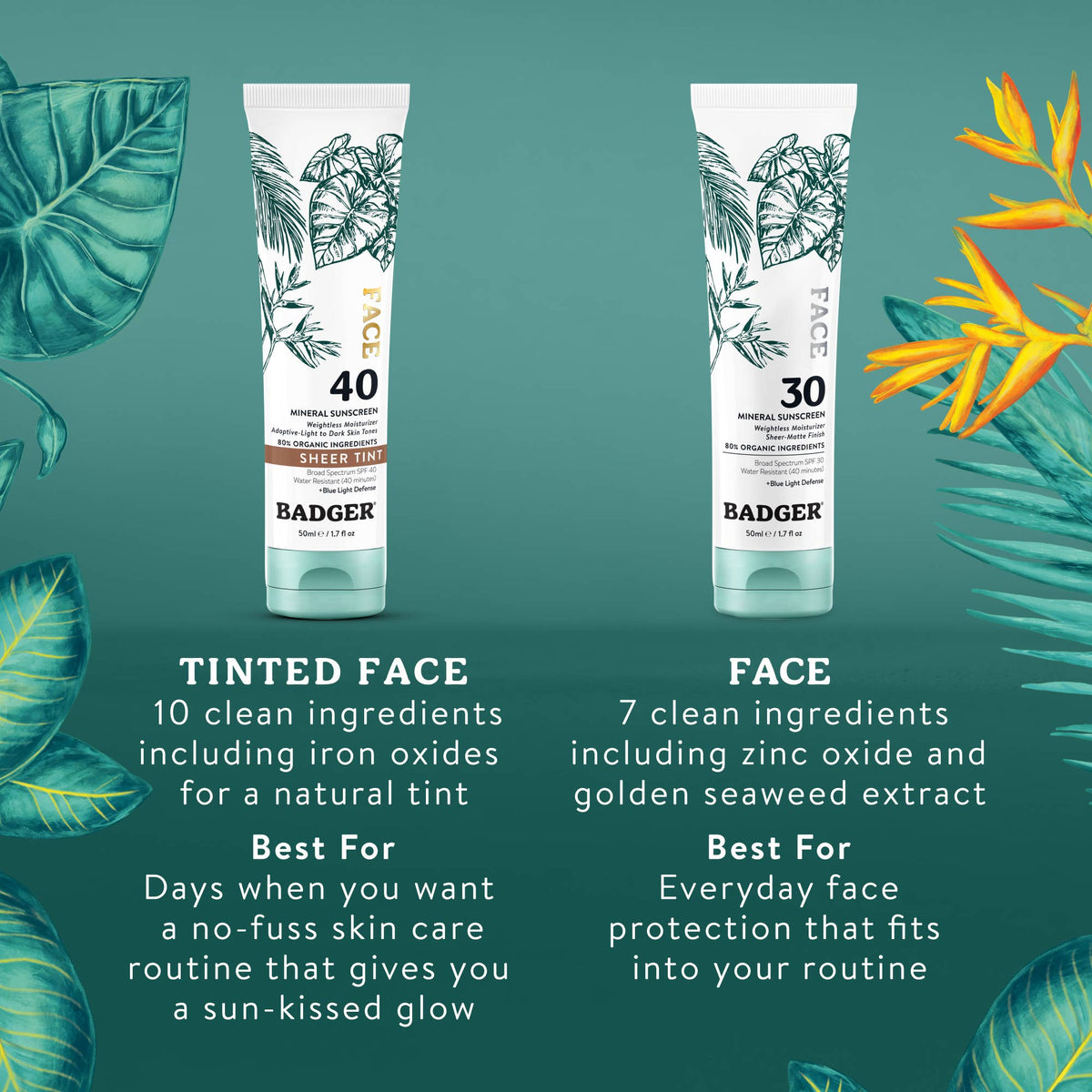 Badger - Badger Mineral Tinted Face Sunscreen SPF 40, with Zinc Oxide